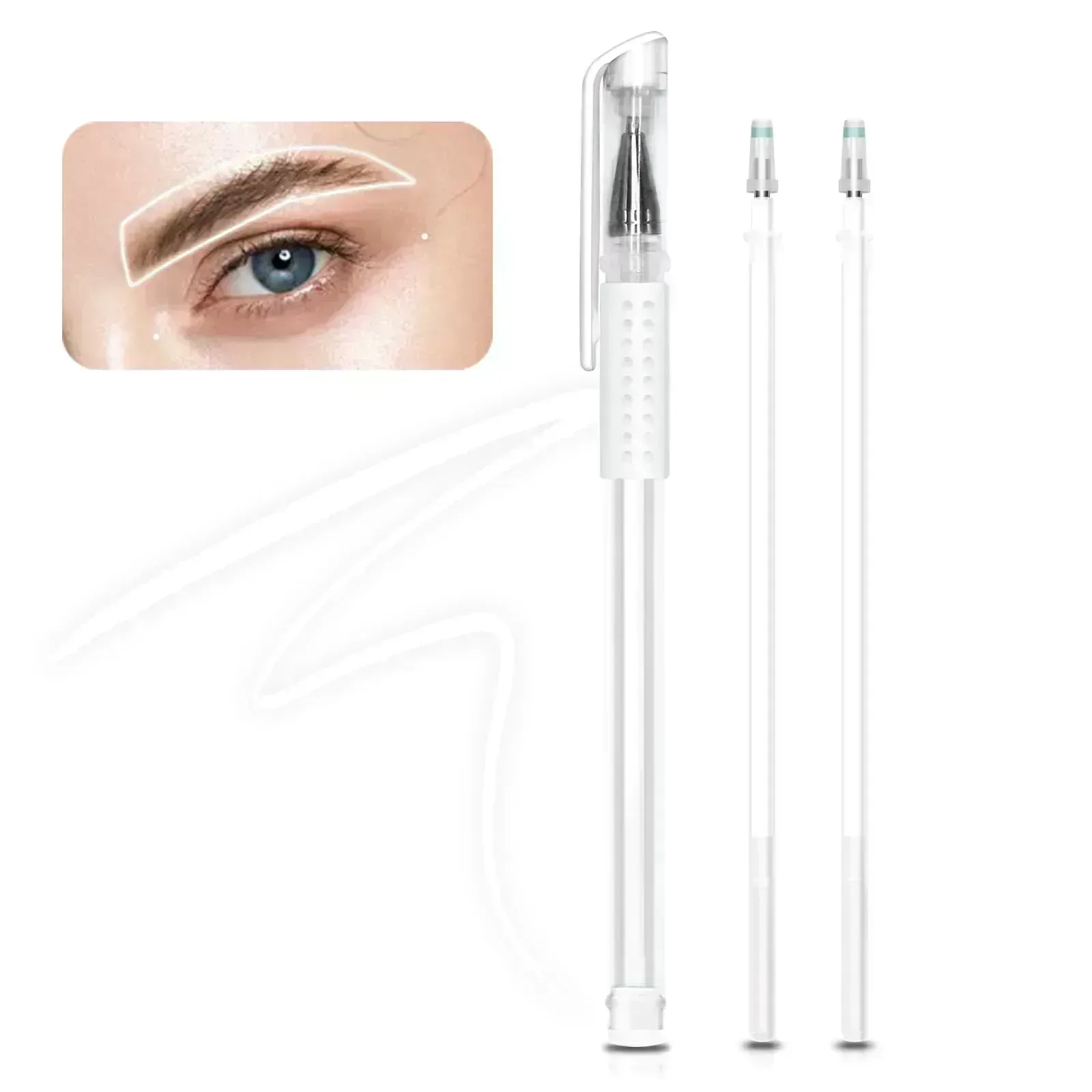 White Eyebrow Mapping Pen with Replaceable Tips
